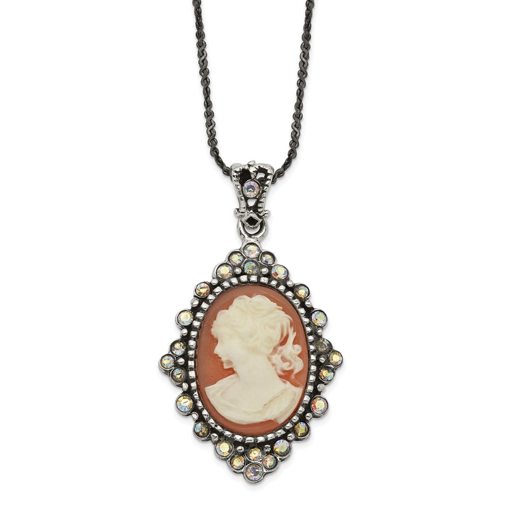 AA Jewels Solid 925 Sterling Silver Resin Cameo Crystal