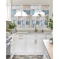 thumbnail image 4 of Blue Beige Abstract Swag Curtains for Living Room/Bedroom Windows, Oil Painting Geometric Art Kitchen Curtains and Valances Set 36 Inch Length, Light Filtering Swags Valance Curtain Panels, 4 of 5