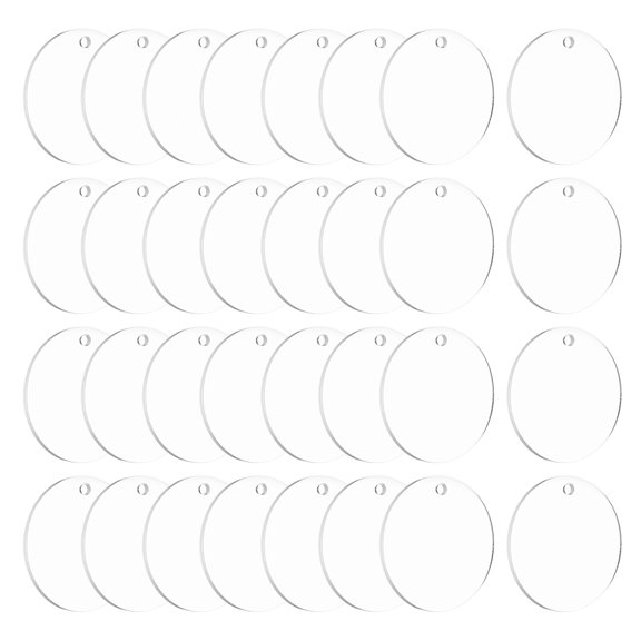Uxcell Acrylic Keychain Blanks, 50Pcs 1.6 Inch Round Clear Acrylic Keychains 2mm Thick Circle Discs Blanks