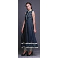 thumbnail image 3 of Bimba Robe Anarkali Noire à Imprimé Damassé pour Femmes Col Mandarin Kurta Ethnique Indienne TG, 3 of 6