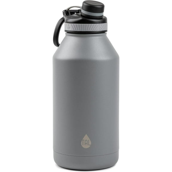 MUHU TAL Ranger 64 oz Black Solid Print Stainless Steel Water Bottle with Wide Mouth Lid (silverandblack)