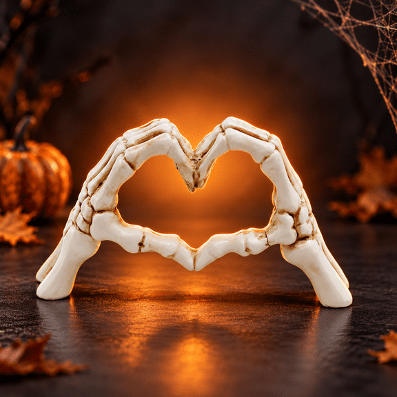 Halloween Decoration Heart Hands Sculpture Halloween Home Decor, Gothic Wedding Gift, Shelf Desktop Ornament (White 6.1×3.54×1.57inch)