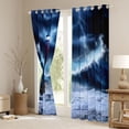 thumbnail image 3 of Homewish Nautical Tsunami Lightning Black Out Curtains, Ocean Marine Lighthouse Curtains Pack of 2 (42x63 Each), Natural Disaster Bedroom Curtains, Window Curtains Decor, 3 of 6