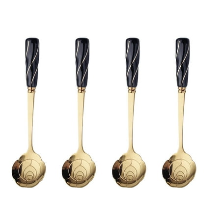 

Spoons Tea Spoon Coffee Gold Flower Set Small Teaspoons Mini Miniature Sprinkle Ice Hot Bar Demitasse 4 Espresso Party