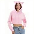thumbnail image 2 of HUJlwoi Cropped Sweatshirts for Women Drawstring Long Sleeve Fleece Lined Pullover Tops Warm Comfy Winter Hoodies Outfits, 2 of 7
