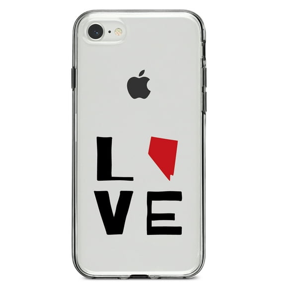 DistinctInk Clear Shockproof Hybrid Case for iPhone 7 8 SE (2020 Model) 4.7" Screen TPU Bumper Acrylic Back Tempered Glass Screen Protector - Nevada - Love Black & Red