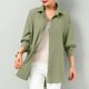 thumbnail image 2 of Top de encaje color crema,Camisa de lino con cuello en V para mujer, blusa informal de manga 3/4, top holgado de poliéster, ideal para primavera y otoño, sopatenor, 2 of 9