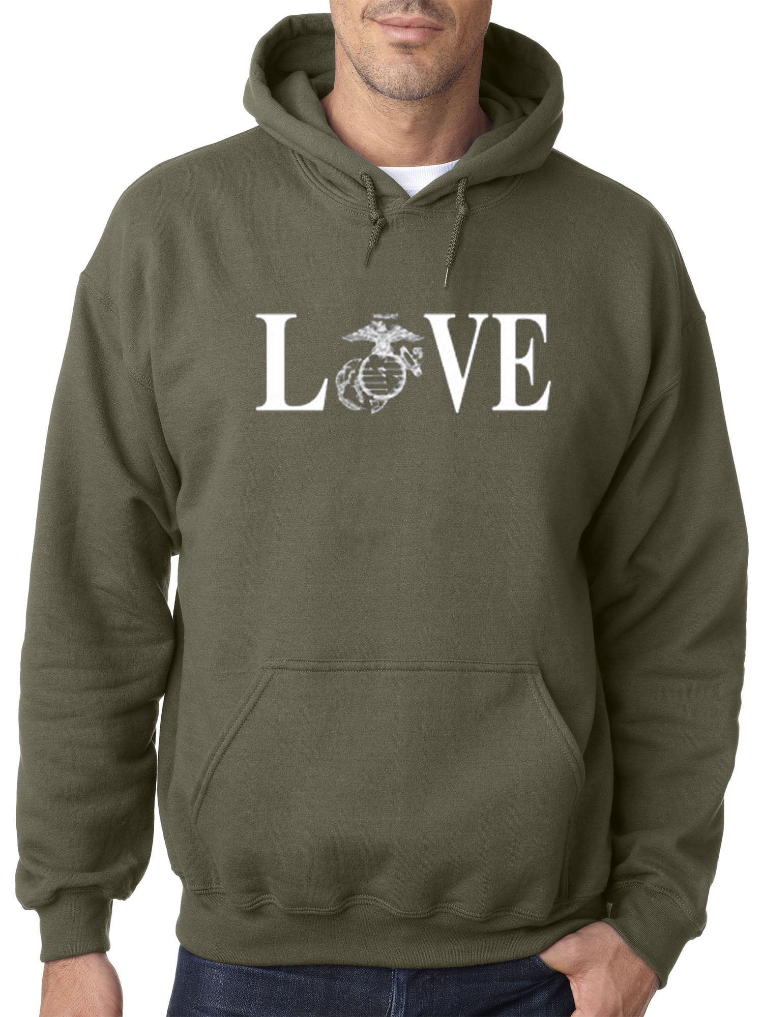 /"USMC/" Athletic Marines Hooded Sweatshirt in Military Green Adult Small to 5XL