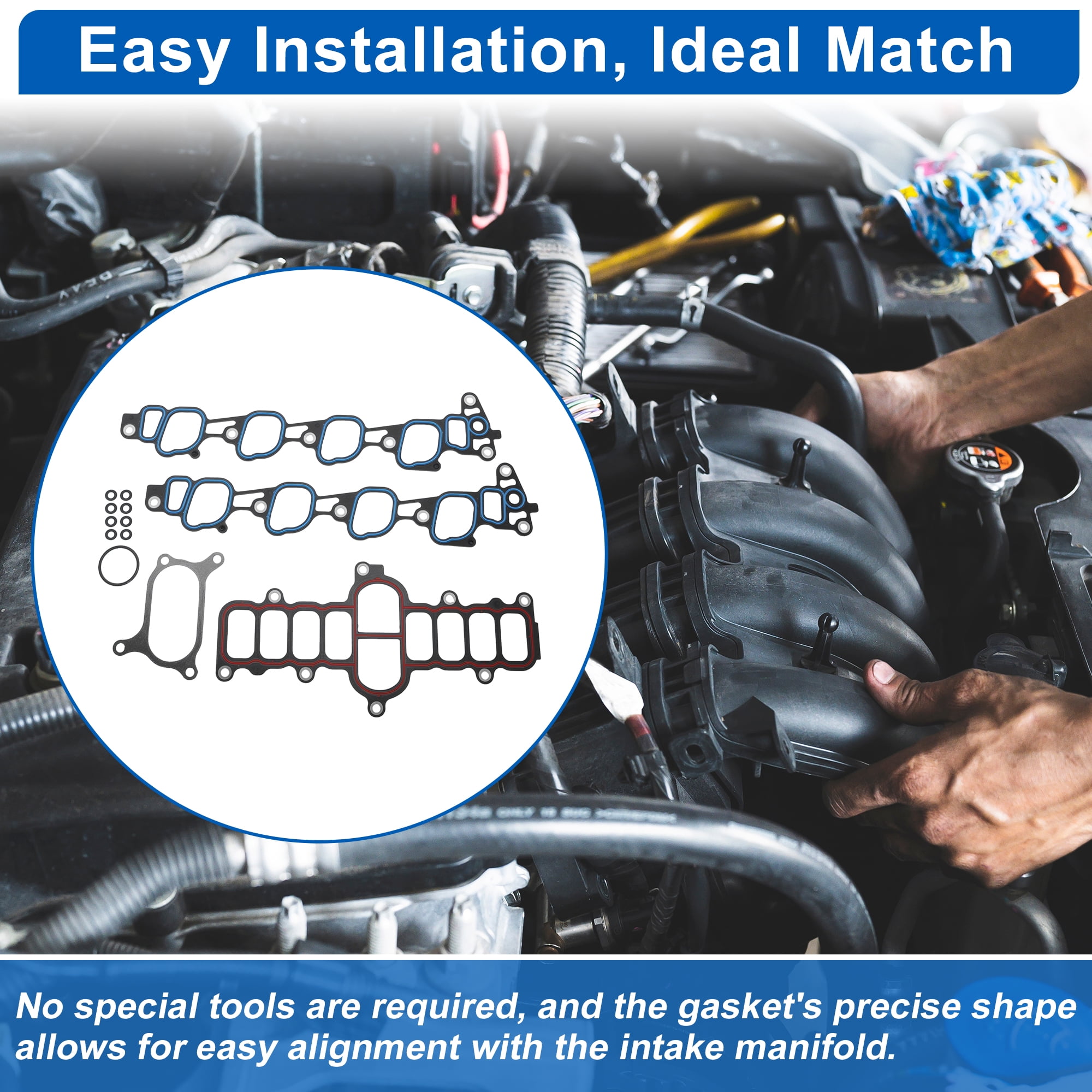 MS962811 Upper Intake Manifold Plenum Gasket for Ford F-150 2004-2010 for Ford E-150 E-250 4.6L V8 Replace IF281R/MS19370/AMS4737/MS19371/615278G/111030501/4C2Z9439CA/4C2Z9439CC