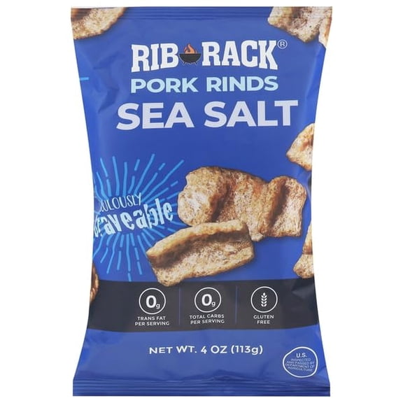 Rib Rack - Pork Rinds Sea Salt - 4 Oz, Case of 6