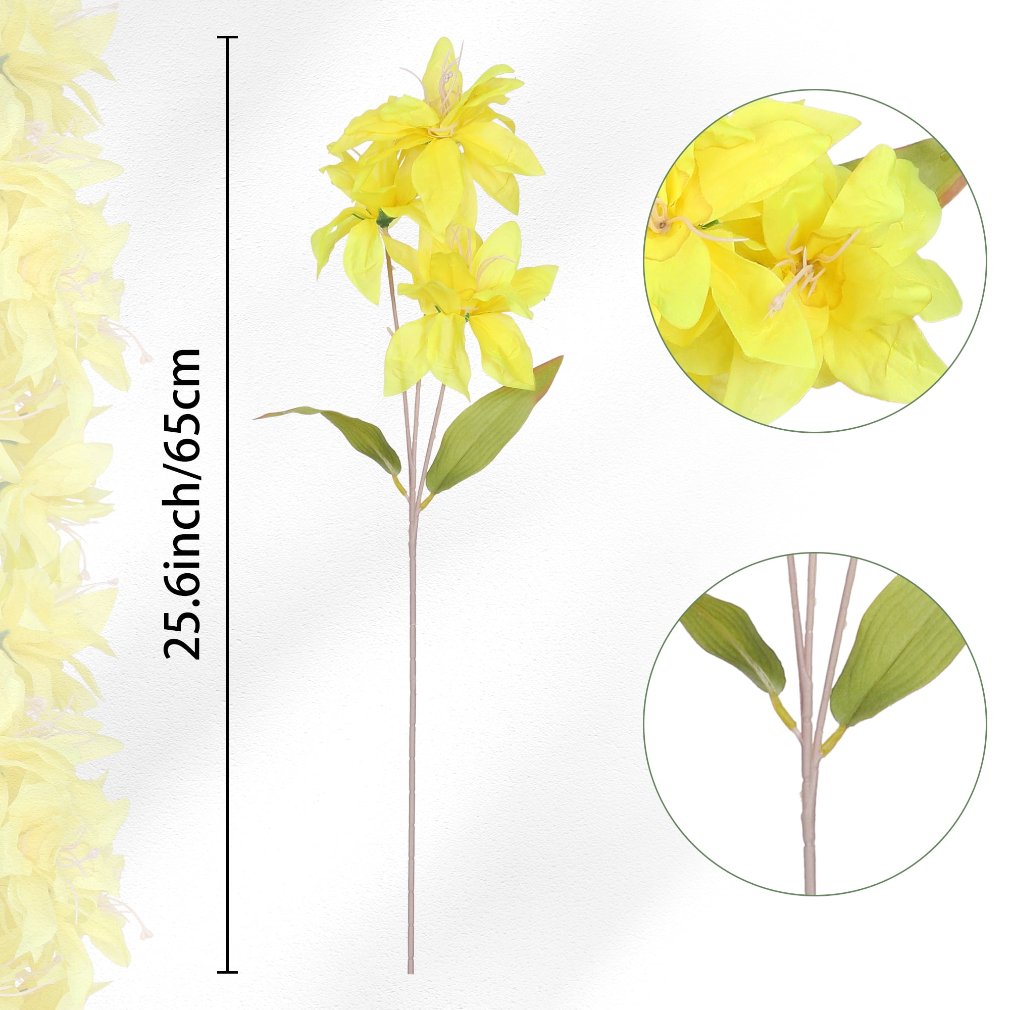 Unique Bargains 10 Pcs Real Touch Lilies Flowers Long Stem Artificial Flower Yellow
