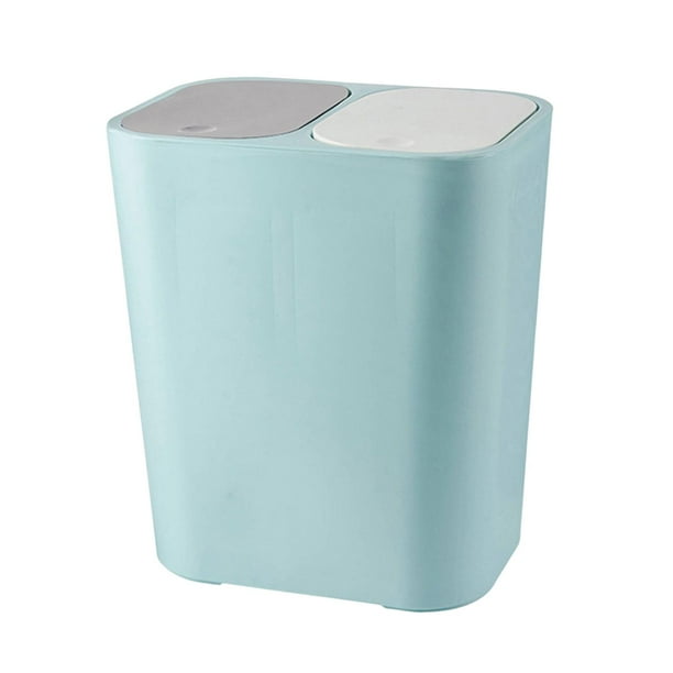 Contenedor de basura de alta capacidad para residuos húmedos y secos, doble, para reciclaje de basura clasificada. Azul