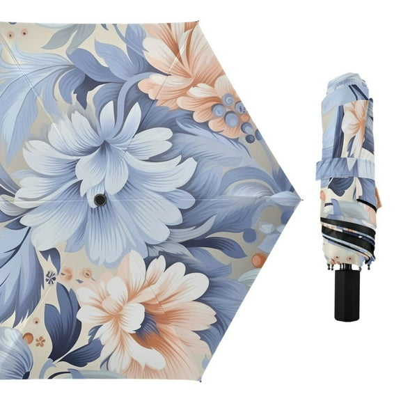 Large Watercolor Flower Compact Sun Umbrella Windproof Travel Umbrellas for Rain Strong Portable UV Protection