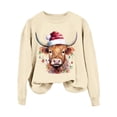 thumbnail image 4 of Chandail en Molleton Décontracté à Manches Longues pour Femmes, Imprimé Vache Western de Noël, 4 of 4