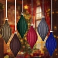 thumbnail image 2 of 2 bolas de cono navideñas de terciopelo flocado, colgantes de plástico irrompible, adornos reutilizables para árbol de Navidad, 2 of 5
