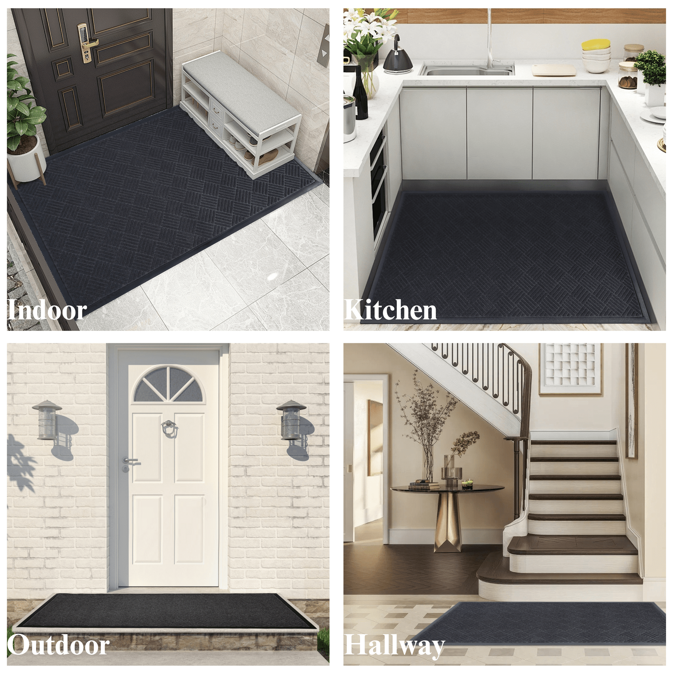IAJXWI Entrance Mat, Non-Slip Large Doormat Entry Rug, Indoor Outdoor Floor Mat, Gray, 3 x 5ft
