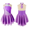 thumbnail image 5 of Kaerm Kids Girls Sequins Floral Sleeveless Figure Ice Skating Dress Gymnastics Leotard Ballet Dance Purple 16, 5 of 6