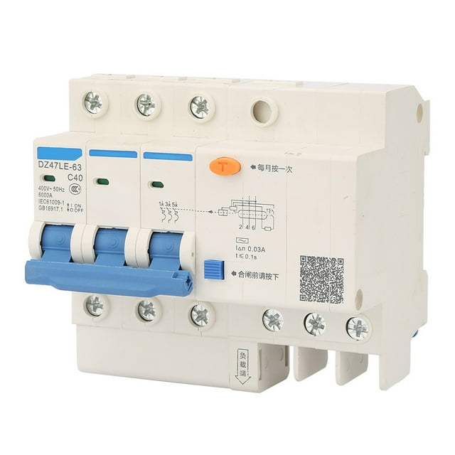 Shexton Disyuntor de Corriente, 400V/40A Interruptor de protección contra Fugas DZ47LE-63 C40 3P Disyuntor de Corriente
