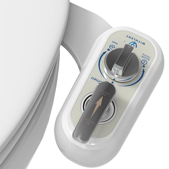 Left Handed Bidet Attachment for Toilet - Self-Cleaning control panel on left side Dual Nozzle (Frontal & Rear Wash) Non-Electric Adjustable Water Pressure, Water Bidet Toilet Seat Attachment
