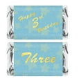 thumbnail image 1 of 3rd Birthday Miniature Candy Bar Wrapper, Three Blue Mini Chocolate Bar Stickers for Birthday Party, Table Top Event Decorations, Candy Not Included., 1 of 4