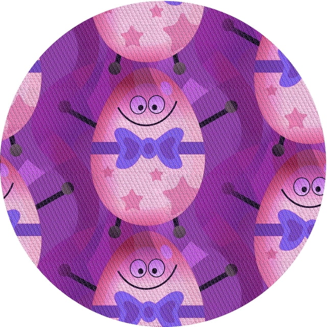 Ahgly Tapis Rond Lavable en Machine Intérieur Transitionnel Orchidée Violet, 4 Pieds Rond