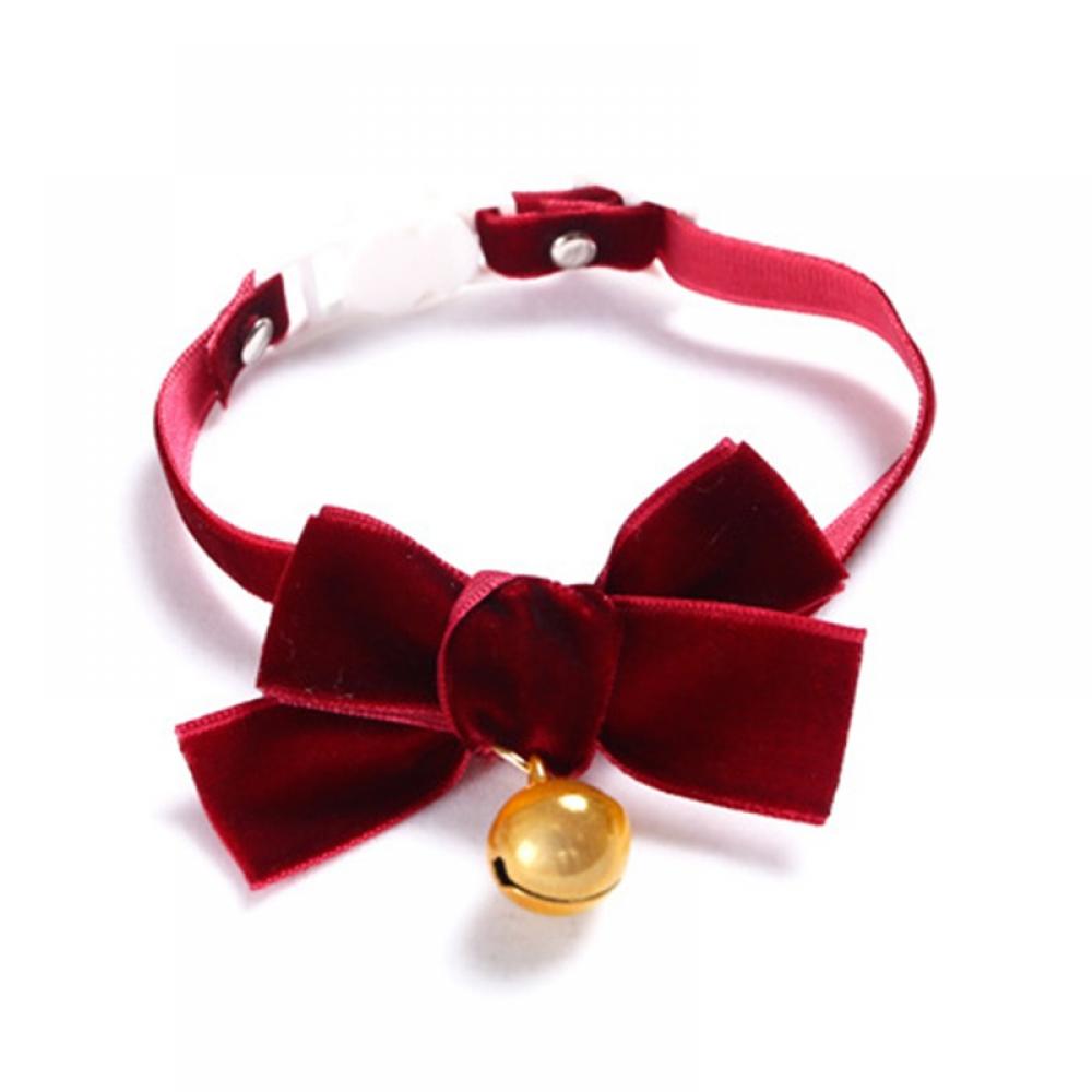 Topumt Velvet Bow Adjustable Cat Collars with Bell Safety Collar