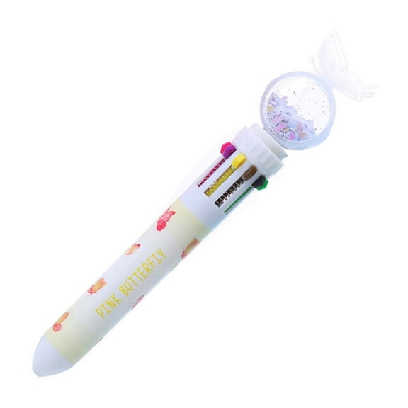 Sequins Ballpoint Pen 10-Color-in-1 Pen Writing Pen Refillable Retractable Multicolor Pen for Journaling