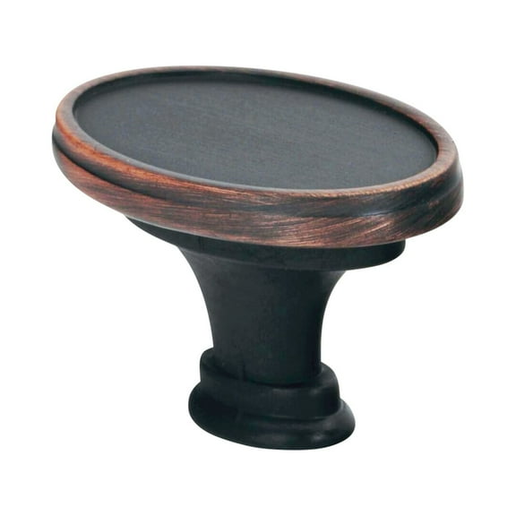 Oval style Brushed Oil-Rubbed Bronze Cabinet Hardware Knob, 1-17/32 Inch Overall Length
