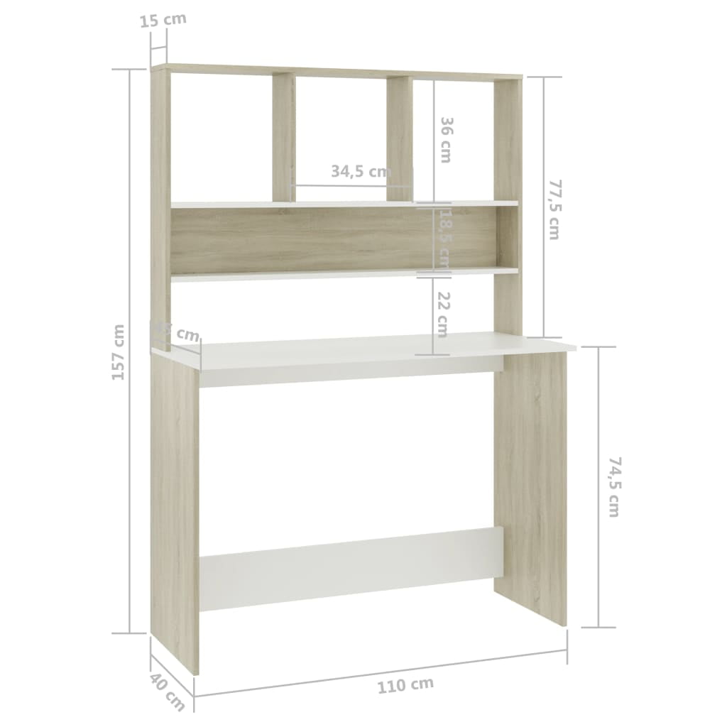 Kepooman 43" Modern Wooden Rectangle Computer Desk with Hutch & Bookshelf for Home Office, Wood Color Kepooman 43" Modern Wooden Rectangle Computer Desk with Hutch & Bookshelf for Home Office, Wood Color