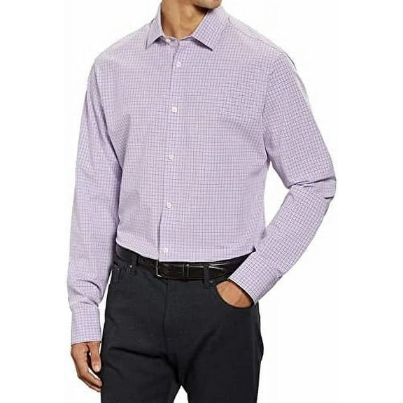 Kirkland Signature Men's Traditional Fit Dress Shirts (Purple Check, XL 17-17.5x36/37)