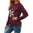 thumbnail image 3 of Xuanfei Women Christmas Snowflake Print Crew Neck Long Sleeve Top, 3 of 6