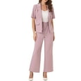 thumbnail image 2 of INSPIRE CHIC Women's Business Office Suit Set One Button Short Sleeve Blazer and Suit Pants XL Dusty Pink, 2 of 5