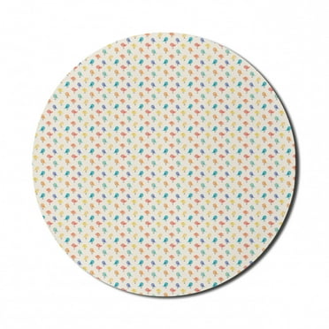 Animal Mouse Pad for Computers, Colorful Little Baby Birds Drawing Artwork on Pastel Toned Plain Backdrop, Round Non-Slip Thick Rubber Modern Mousepad, 8" Round, Champagne Multicolor, by Ambesonne