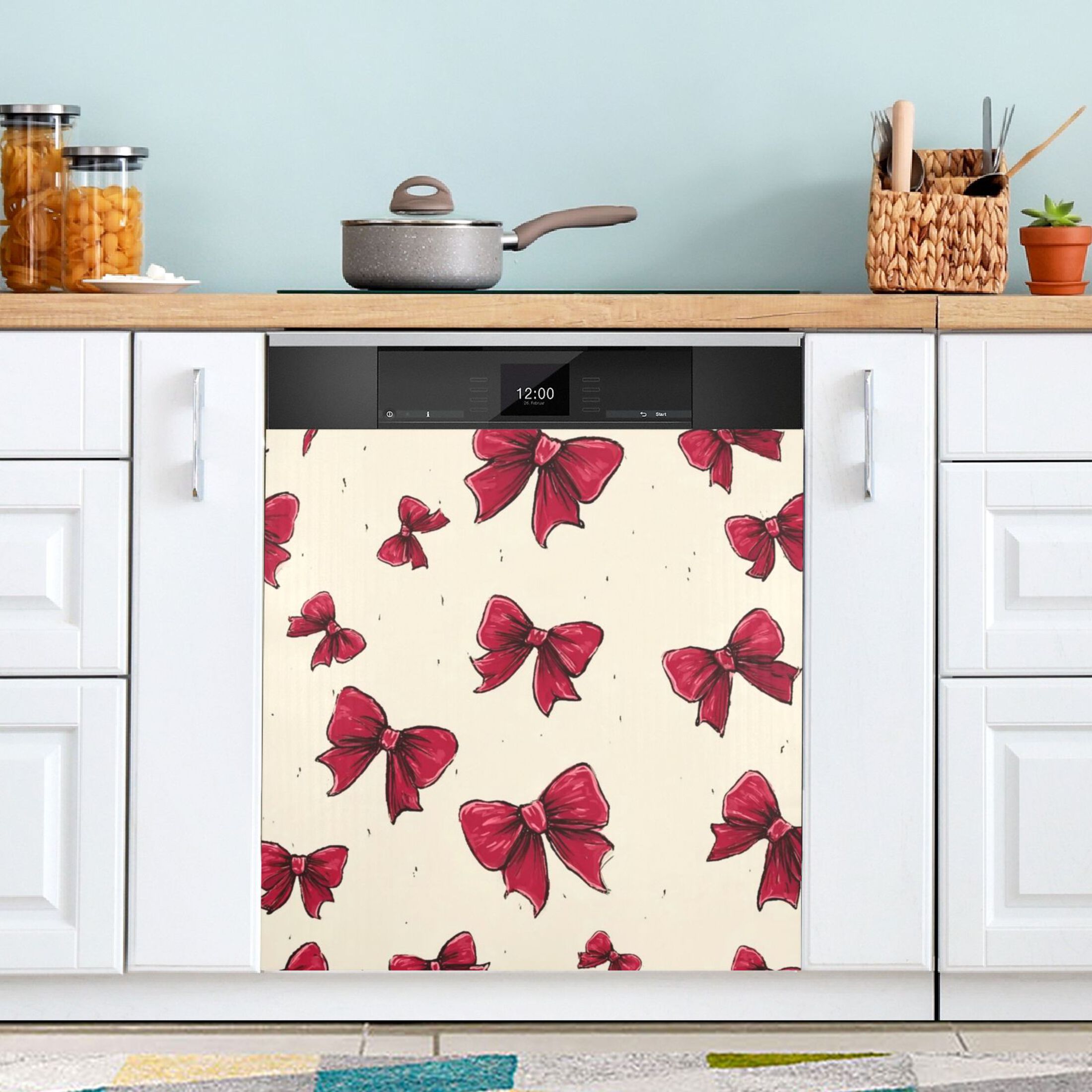 IAUYY Magnetic Decorative -23x26 Inch,Removable DIY Art for Dishwasher Refrigerator and Other Metal Surfaces,Cream-colored Bow Tie