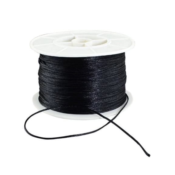 Round Nylon Thread Rattail Satin Cord for Chinese Knot Making Black 1mm 100yards/roll DIY