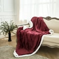 thumbnail image 2 of Sherpa Throw Blanket Super Soft Non Shedding Reversible Ultra Luxurious Plush Blanket (50 X 60 inches, Red Wine), 2 of 11