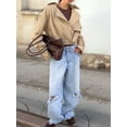 thumbnail image 6 of Female Cropped Trench Coat Lapel Long Sleeve Button Down Crop Jacket Double Breasted Coat Khaki S, 6 of 10
