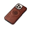 thumbnail image 3 of Designed Strong Magnetic for iPhone 12 Pro Max Case Compatible with MagSafe Smooth PU Leather Slim Luxury Elegant Thin Compass Pattern Back Shockproof Anti-fall Phone Case Cover,Darkbrown, 3 of 7