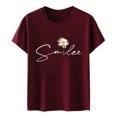 thumbnail image 4 of LUOGENLI T-shirts pour Femmes Motif Tournesol Col Rond Manches Courtes T-shirts Graphiques Saint-Valentin Vin m, 4 of 6