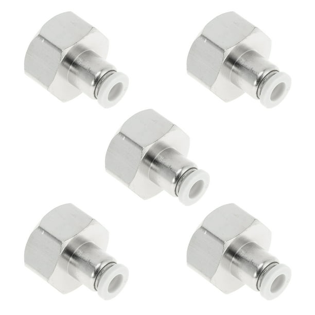 Conectores de aire de 1/4" hembra para manguera, conector rápido de plástico y metal 1/2" BSPT, 5 piezas tono blanco y plata