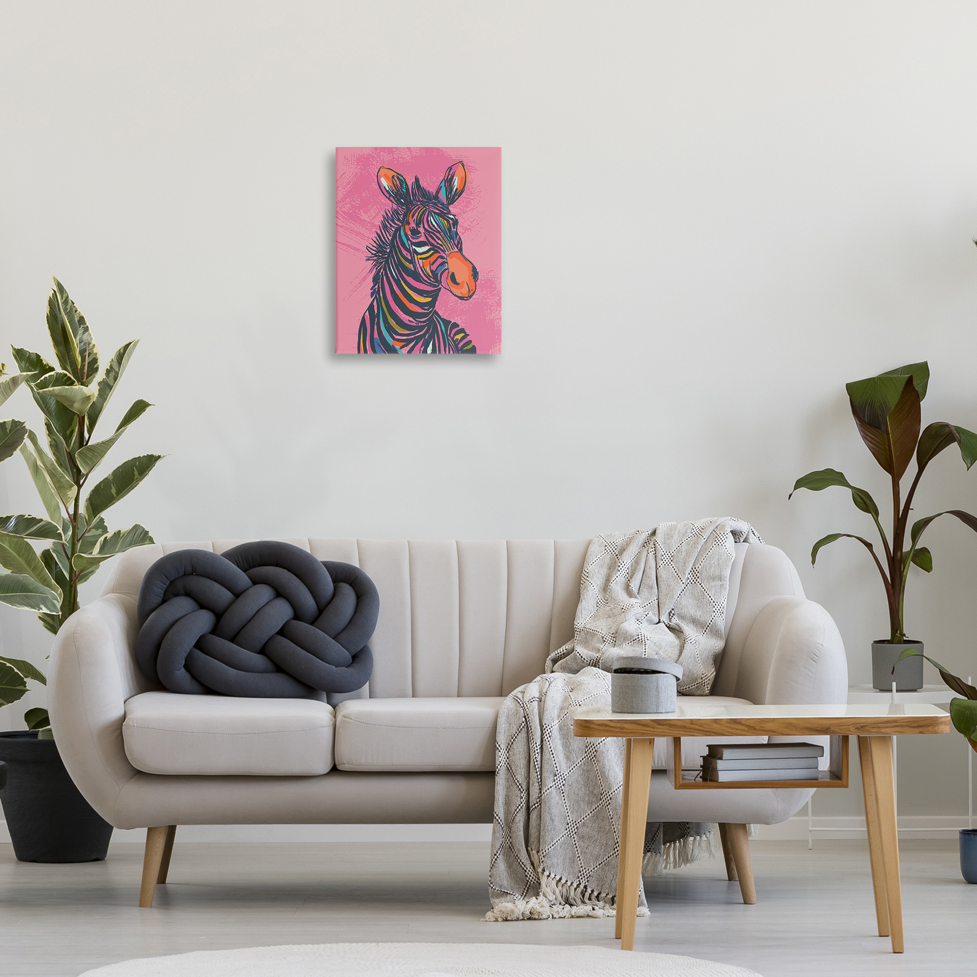 Stupell Industries Bright Stripes Zebra Animals Painting Wrapped Canvas Art Print Wall Art, 16 x 20