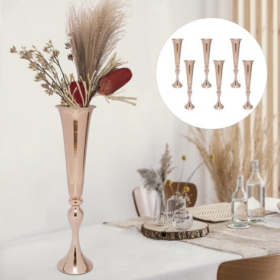 ToppiJoy 6Pcs Metal Flowers Vase for Wedding Reception, Wedding Centerpieces Vase, Table Decor Centrepiece, Vases Flower Stand for Party Birthday (Gold, 5*22in)