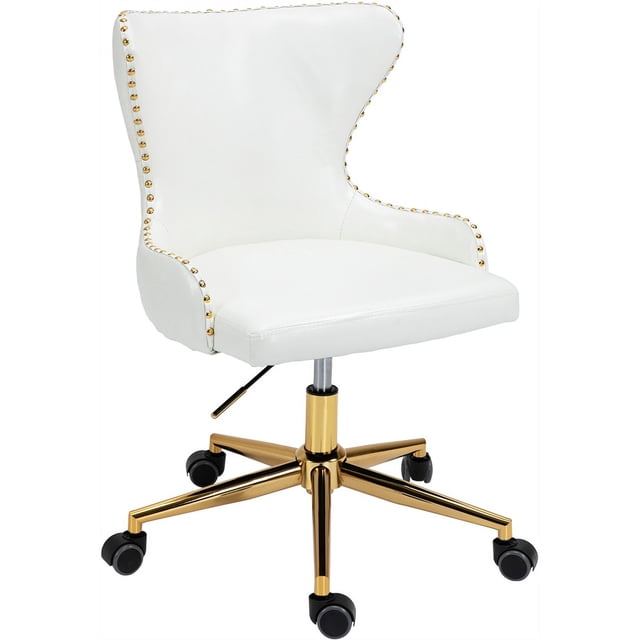 Meridian Furniture Chaise de Bureau Pivotante Réglable en Cuir Végétalien Blanc