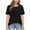 Black, variant on Women's Crew Neck Waffle Knit Top, Short Sleeve Lace Yoke Casual Breathable Summer Tee,M