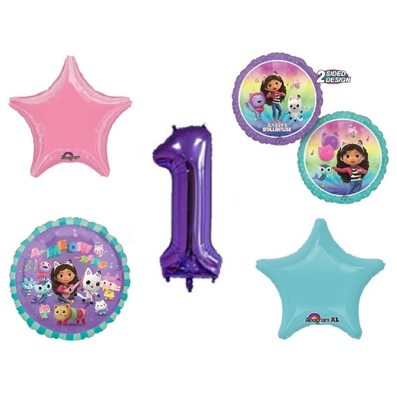 Gabby's Dollhouse 1st #1 Happy Birthday Bouquet (5 piece)  Party Supplies Decorations Set