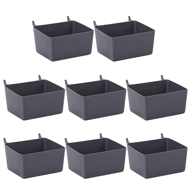 16Pcs Pegboard Bins Kit Pegboard Parts Storage Pegboard Accessories Workbench Bins - 8Pcs Grey & 8Pcs Red