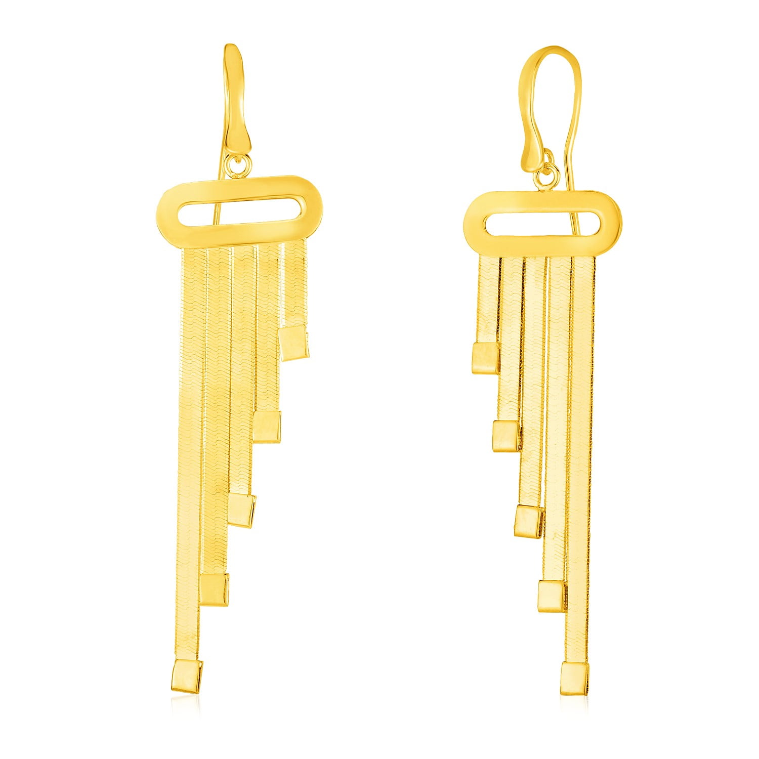 Vertical Hanging Drop Women Men 14K Solid Yellow Gold Bar Dangle Earrings 