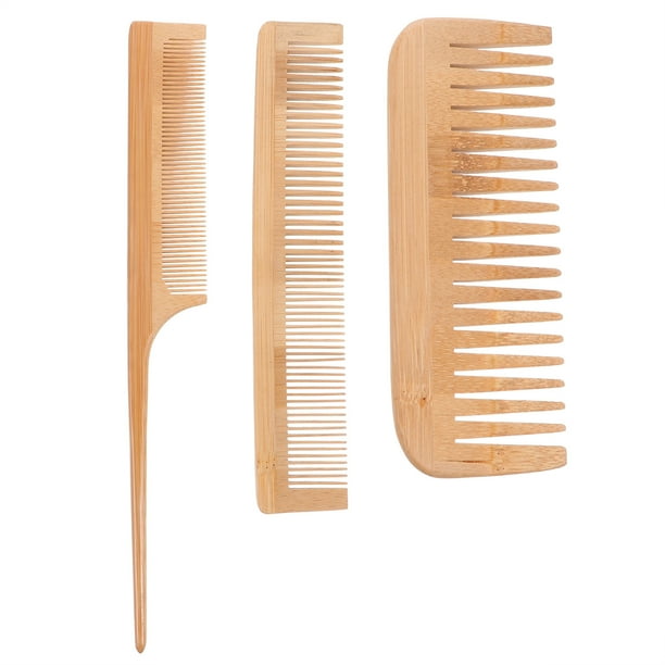 cepillos de pelo de bambú con dientes finos y anchos, peine de cola de rata.