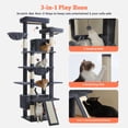 thumbnail image 7 of Pefilos 81" Tall Cat Tree for Indoor Cats, Multi-Level Cat Tower with Metal Frame Hammock, Scratching Ramp, 2 Top Perches, 2 Cozy Condos & 6 Scratching Posts, Dark Gray, 7 of 7