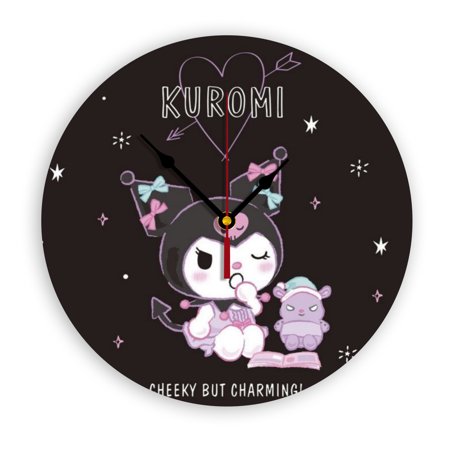 Sanrio Kuromi Wall Clock with Clear Dial Silent and Non-Ticking, Suitable for Bedroom, Office, School, Home and Living Room as a Gift Or Decoration, Large Size 12 Inches